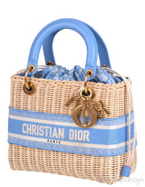 Lady Dior Natural Wicker & Light Blue Dior Oblique Jacquard Medium