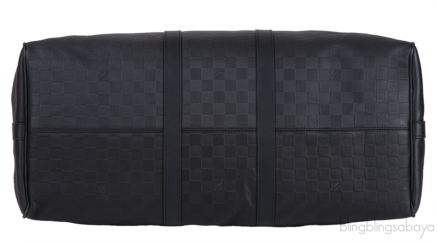 Louis Vuitton Black Damier Infini Leather Keepall Bandouliere 55 Bag