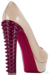 Babel Patent Peep Toe Spikes Pump