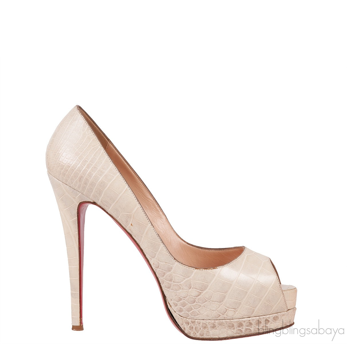 Alabastro Crocodile Peep Toe Pumps