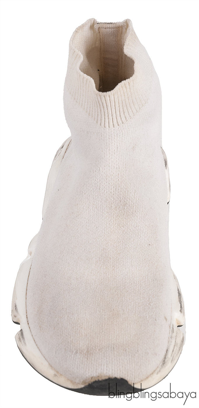 White Speed Stretch-knit High Top Kids Sneakers