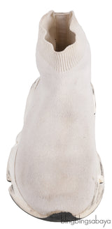 White Speed Stretch-knit High Top Kids Sneakers