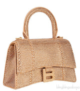 Hourglass XS Gold Rhinestone Suede Calfskin