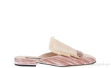 Jute Embellished Crushed Velvet Mules