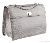 Grey Cornelia Lunch Box Crocodile Bag