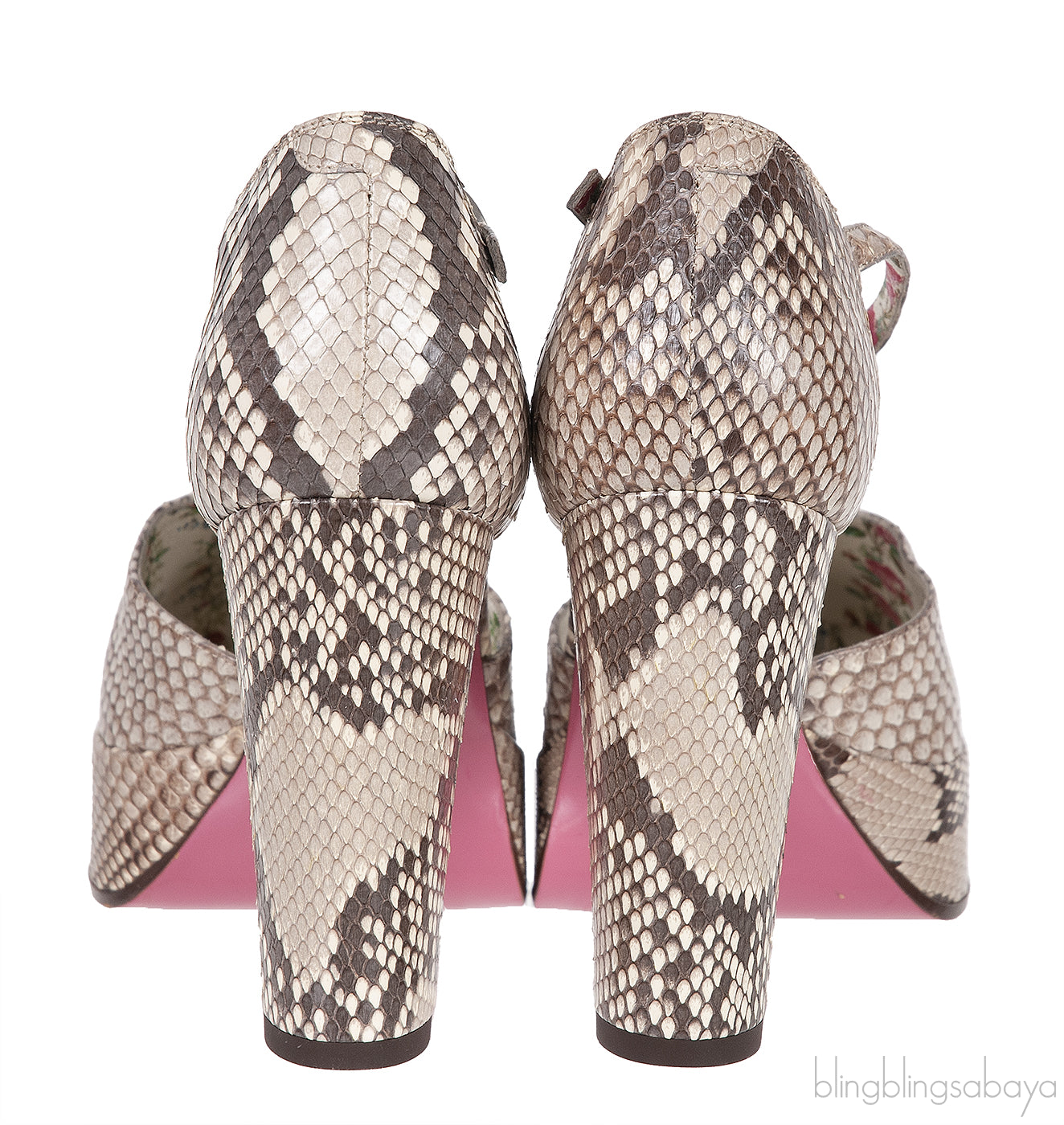 Gucci Natural Python Slingback Heels