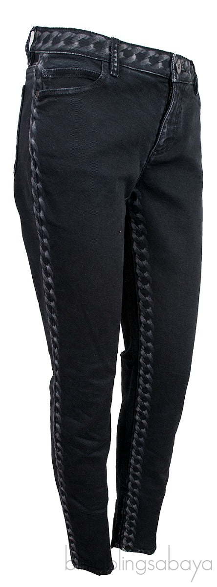 Chain Print Black Denim Jeans