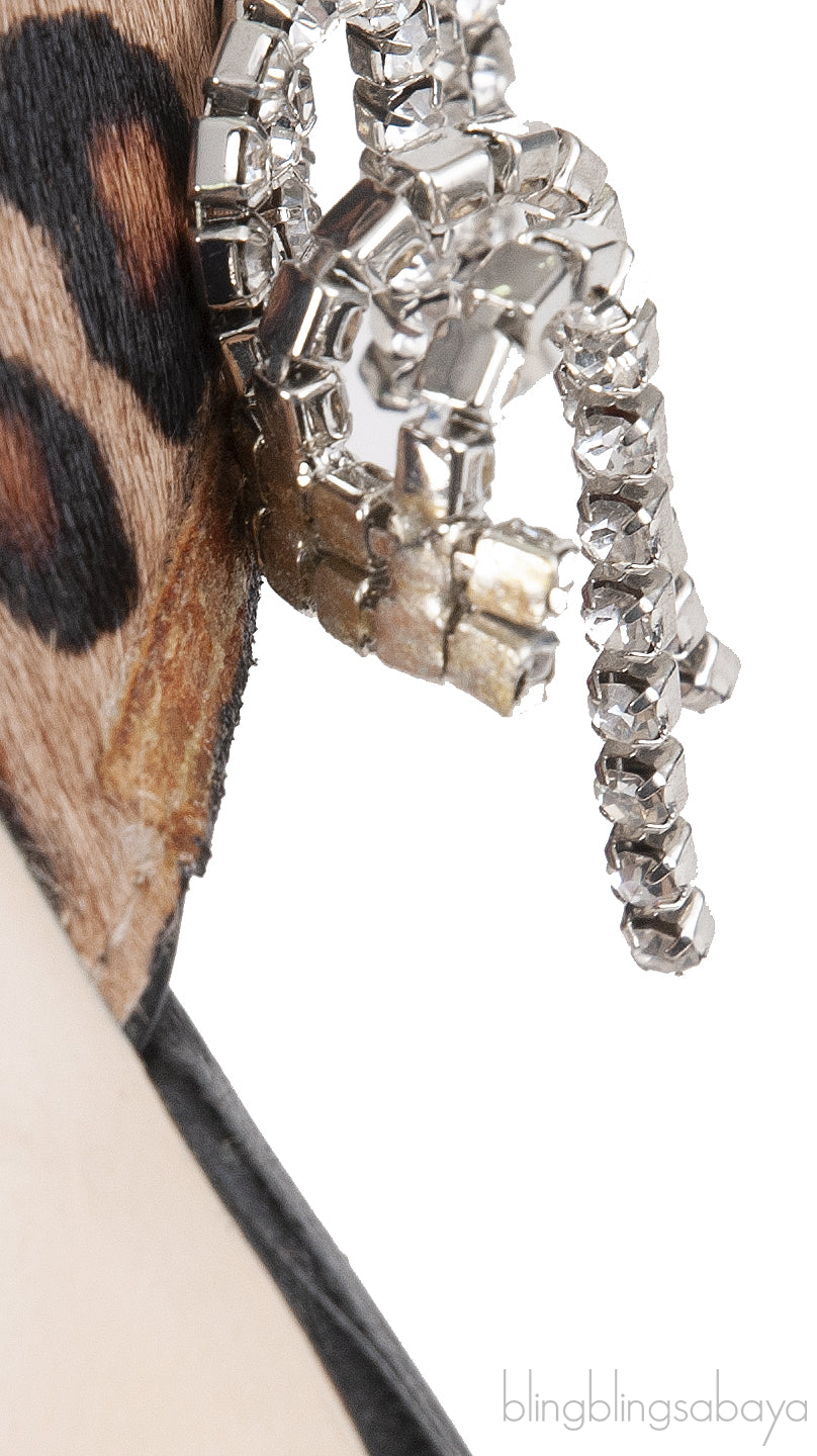 Wandler Bente Crystal-embellished Leopard-print Calf Hair Mules