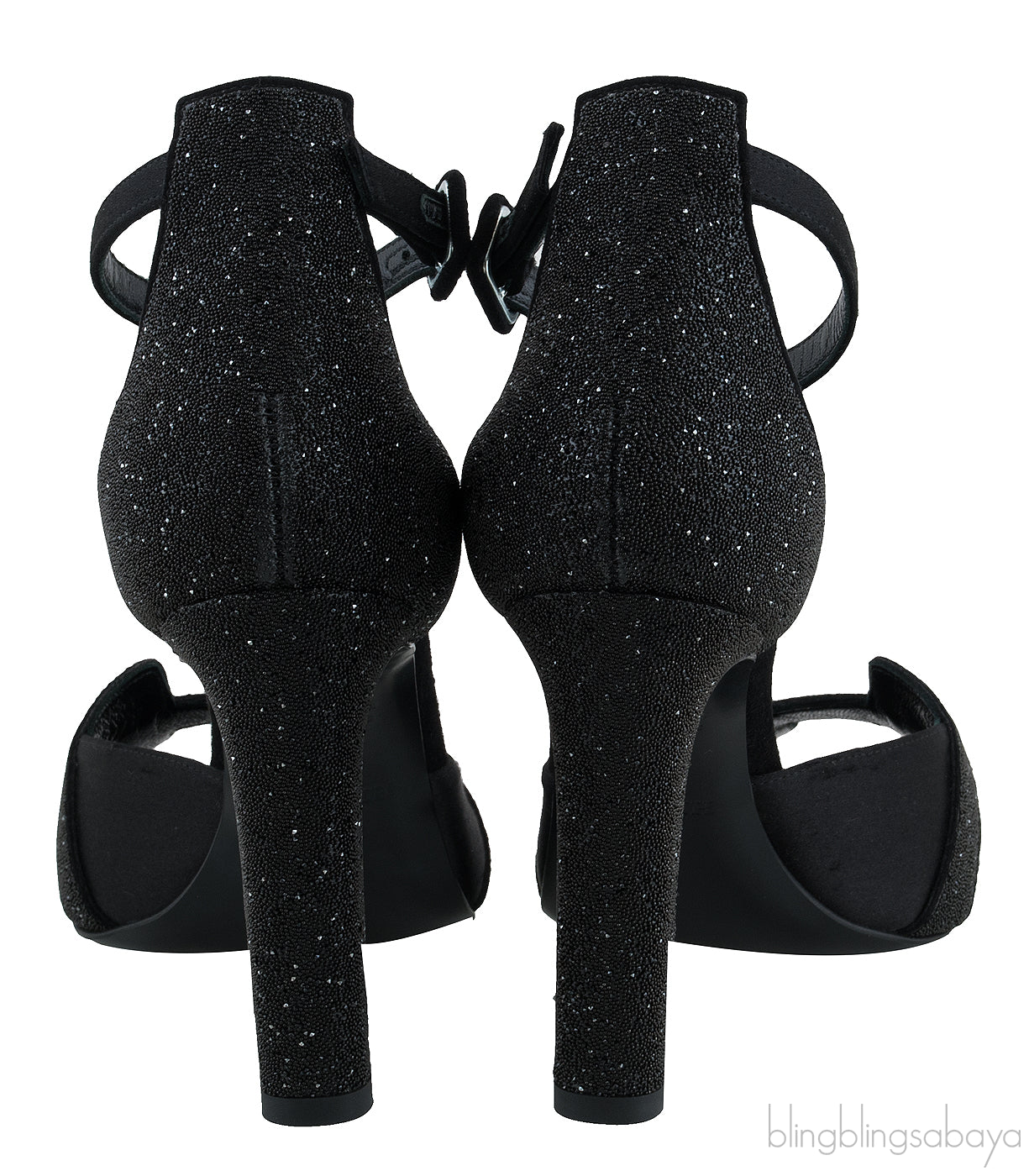 Premiere Glitter Black Slingback Heels