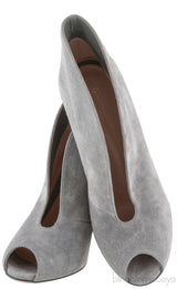Grey Suede Ankle-Flare Boots