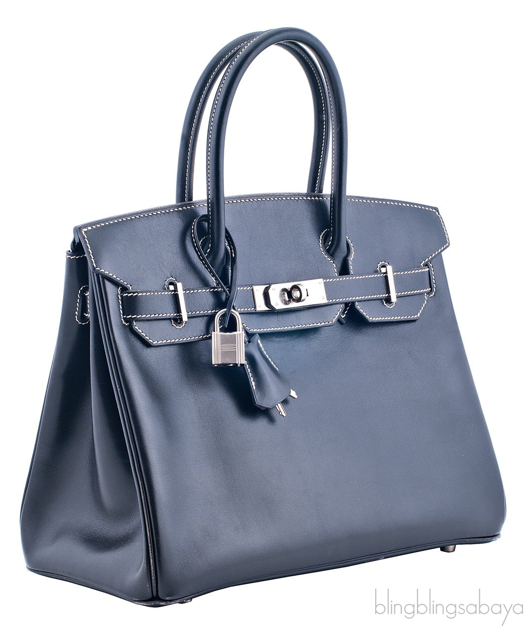 Birkin 30 Black Box Beige Stitching