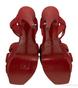 Yves Saint Laurent Red Glitter Finish Tribute Sandals 37.5