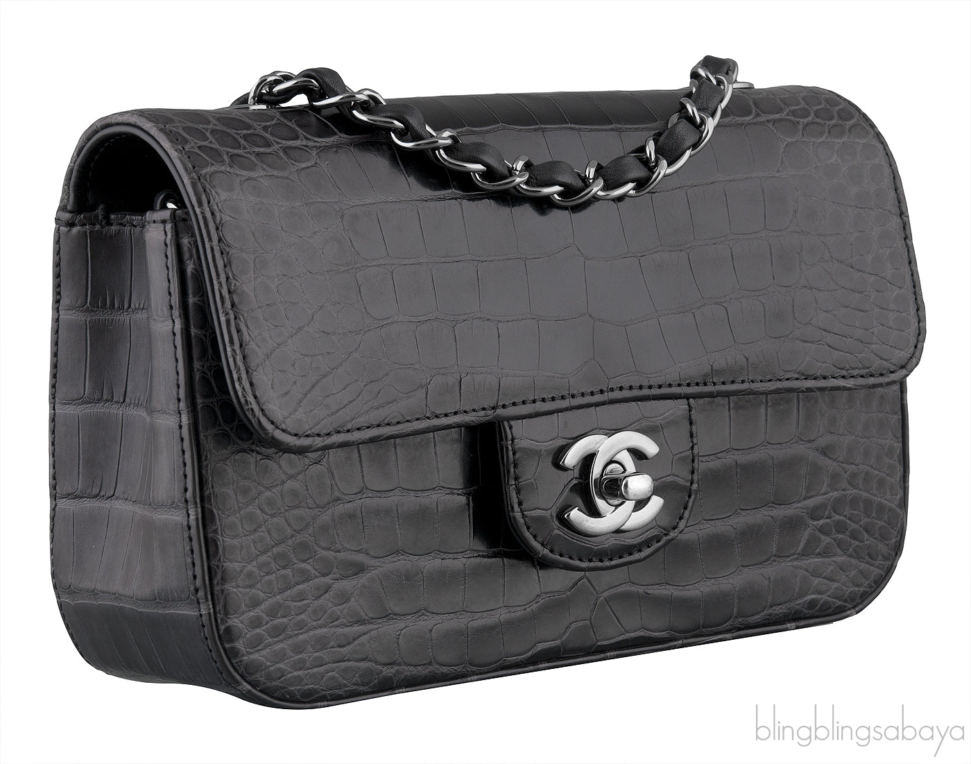 Dark Grey Crocodile Mini Bag