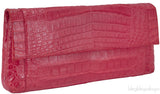 Pinkish Red Crocodile Fold-over Clutch*