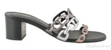 Chain Plain Leather Block Heels