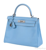 Hermès Kelly 28 Retourne Blue Celeste Mykonos Candy Epsom PHW