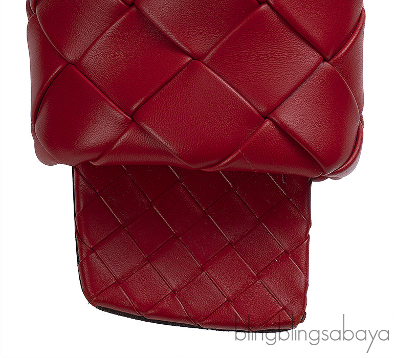 Bottega Veneta Intrecciato Lido Flat Sandals Red