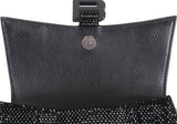 Hourglass XS Black Rhinestone Suede Calfskin