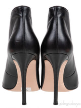 Vitello Luggage Black Peep Toe Heels