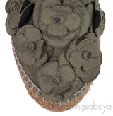 Army Green Camellia Canvas Espadrille