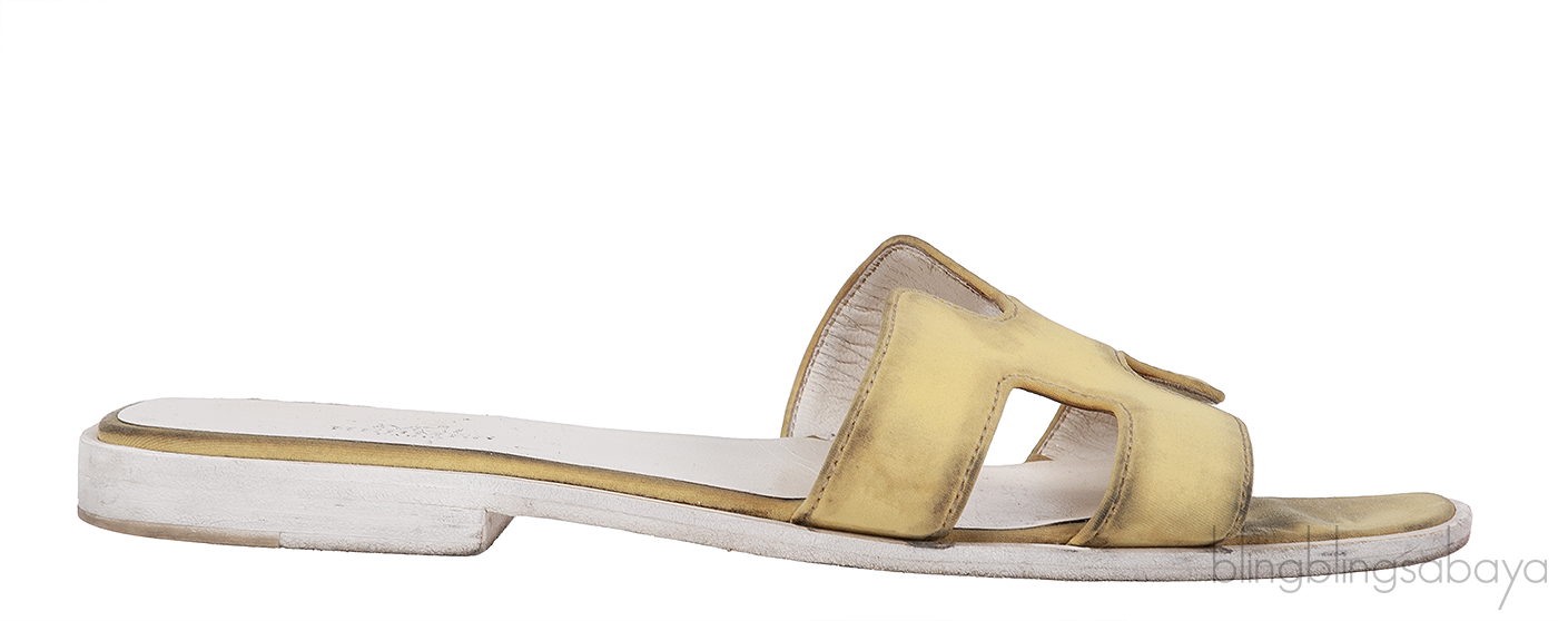 Hermes Oran Yellow Fabric Sandals