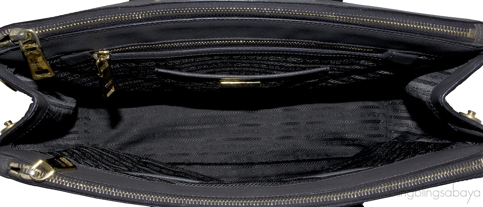 Grey Saffiano Double Zip Bag GHW
