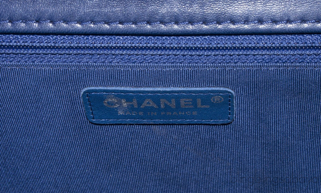 Blue Chevron Quilted Medium Flap Bag