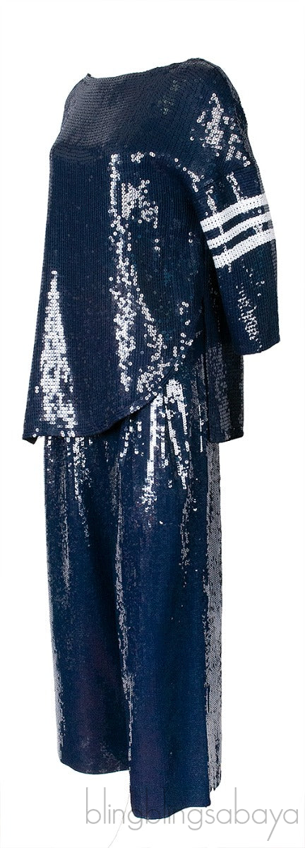 Blue Sequin Embellished Top & Trouser