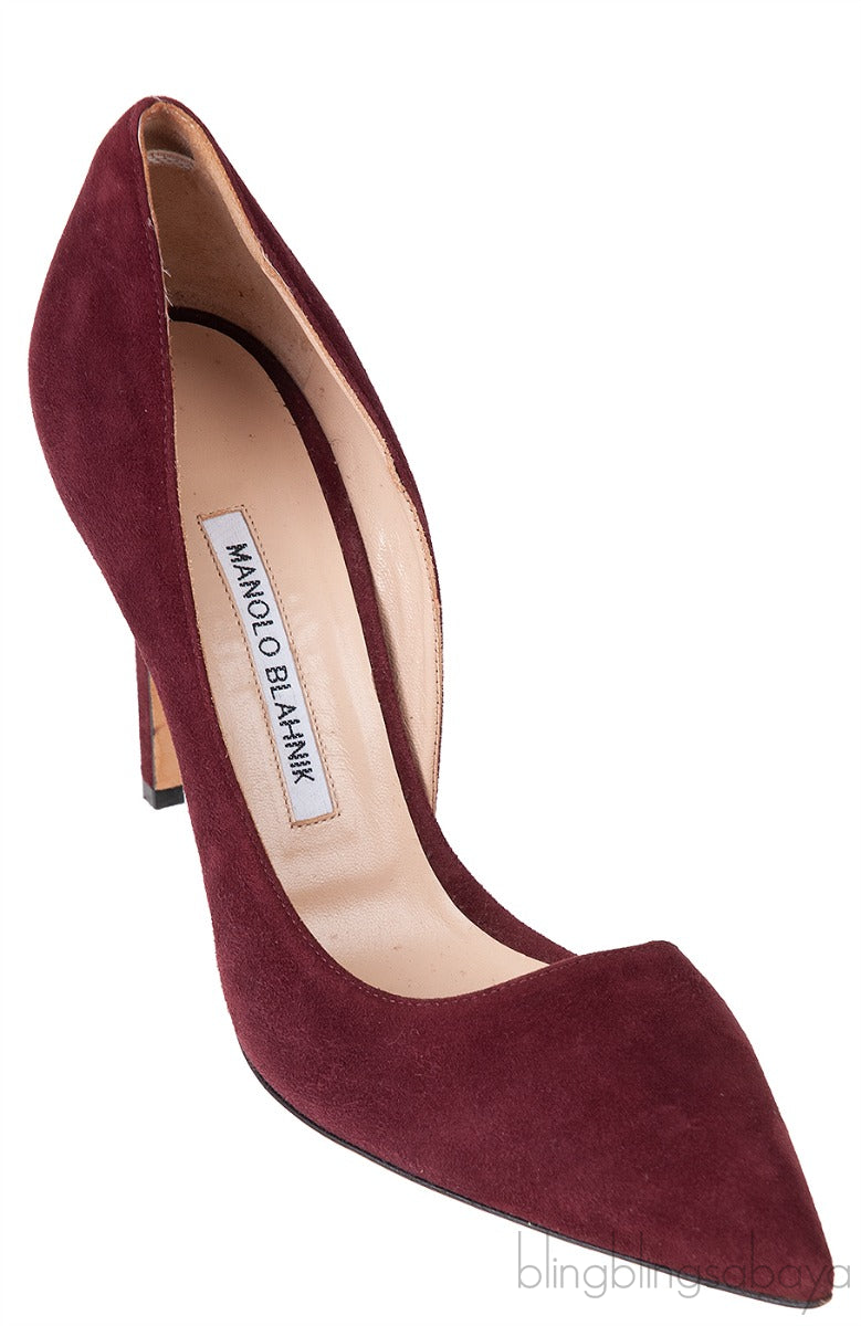Burgundy Suede Pointed Heels