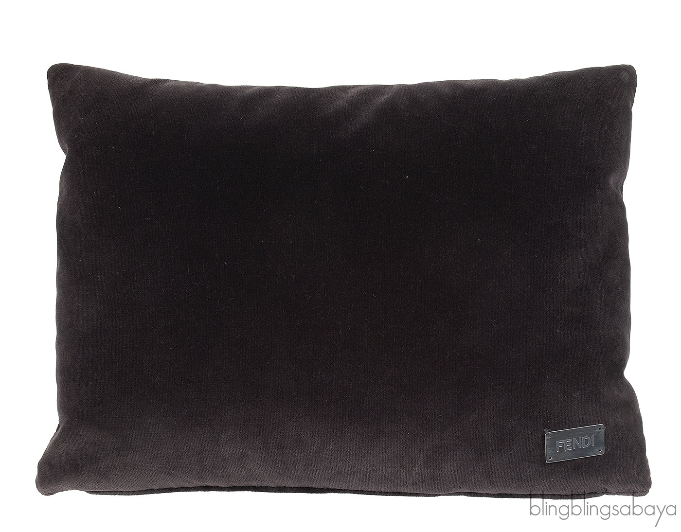 Fendi F Rectangular Grey Velvet Cushion