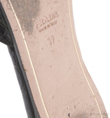 Black Crocodile Print Open Toe Slide