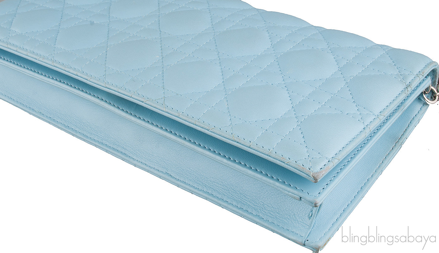 Light Blue Quilted Cannage Clutch