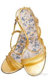 Metallic Gold Braided Strappy Sandals