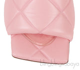 Baby Pink Nappa Quilted Rubber Lido Leather Mules