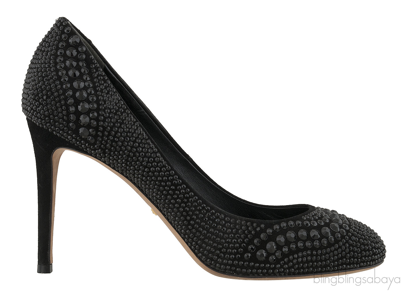 Black Crystal Embellished Heels
