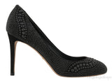 Black Crystal Embellished Heels