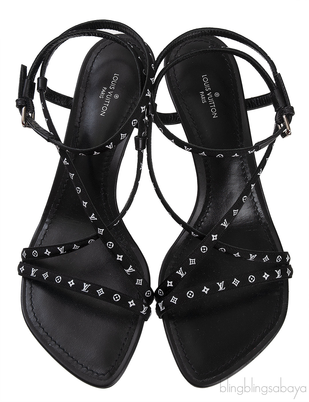 Black Monogram Citizen Strappy Sandals