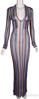 Multicolored Stripes Maxi Dress