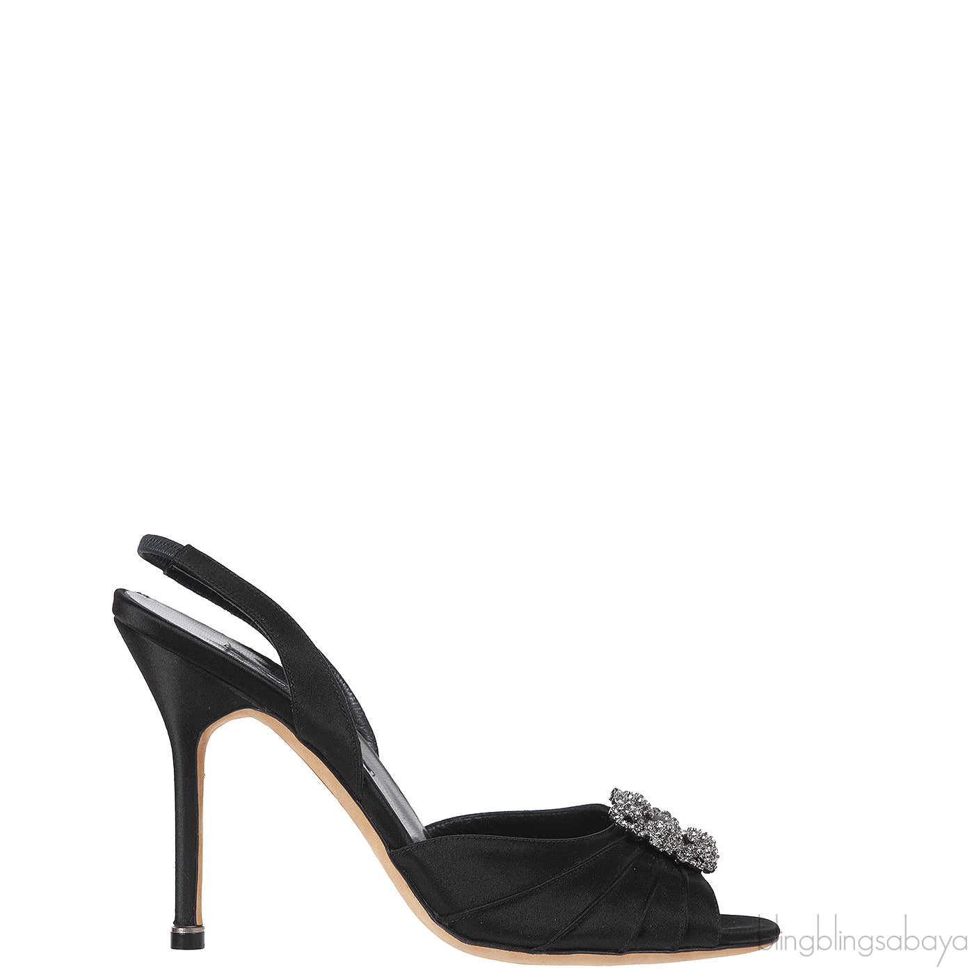 Manolo Blahnik Cassia Black Peep Slingback Pump