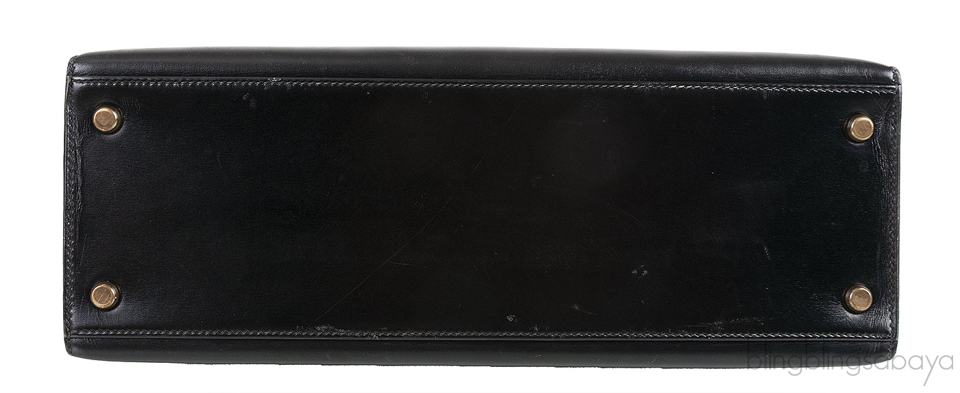 Vintage Kelly 32 Black Box Sellier GHW
