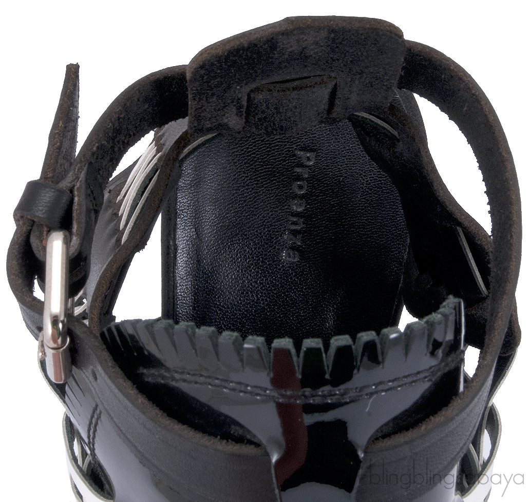 Black / White Monochrome Woven Sandals