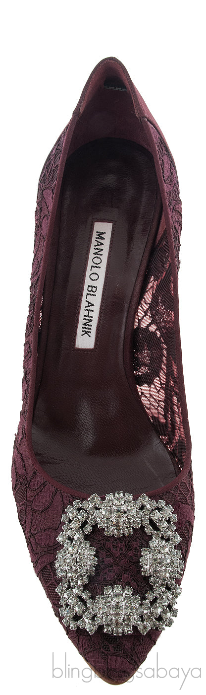 Maroon Lace Hangisi Pump