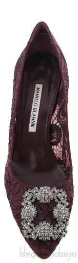 Maroon Lace Hangisi Pump