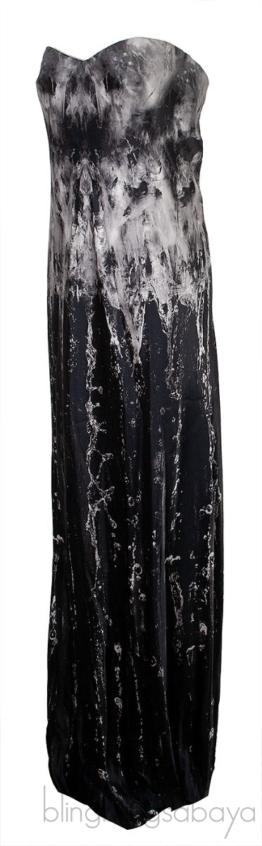 Tube Water Print Maxi Dress