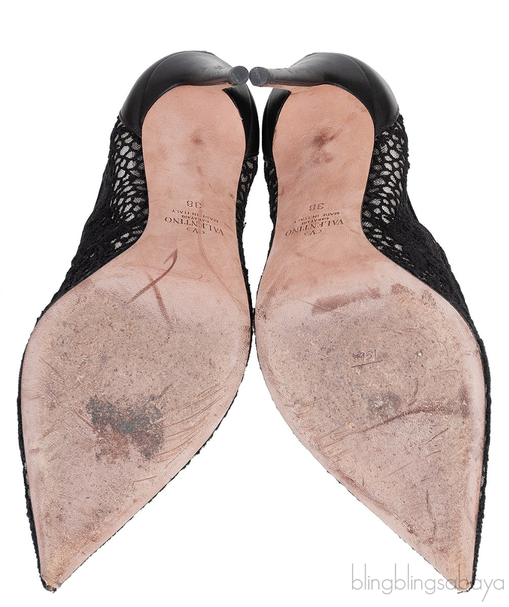 Black Mesh Pointed Toe Heels