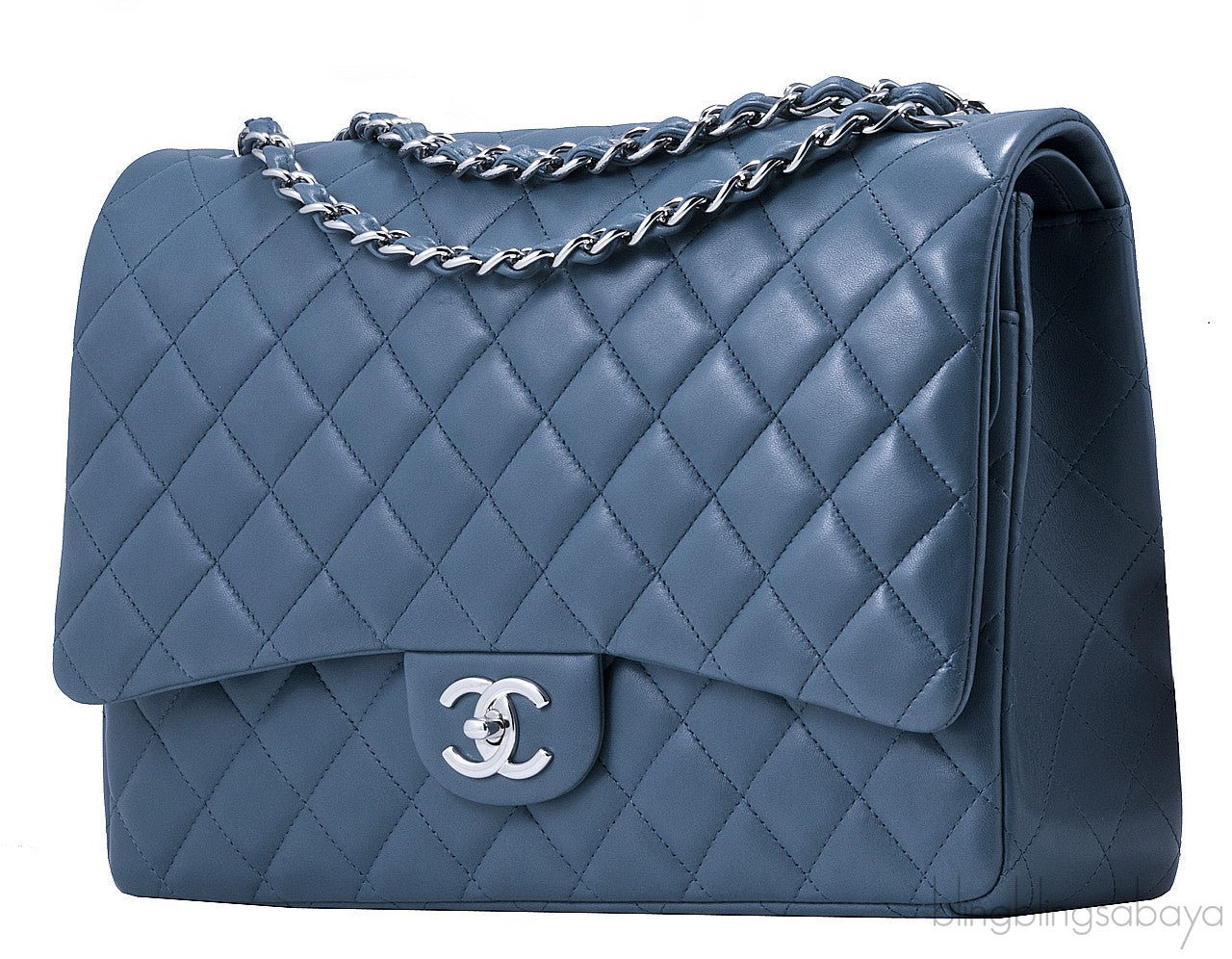 Maxi Jumbo Blue Tempete Flap Bag