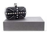 Skull Embellished Studded Box Clutch