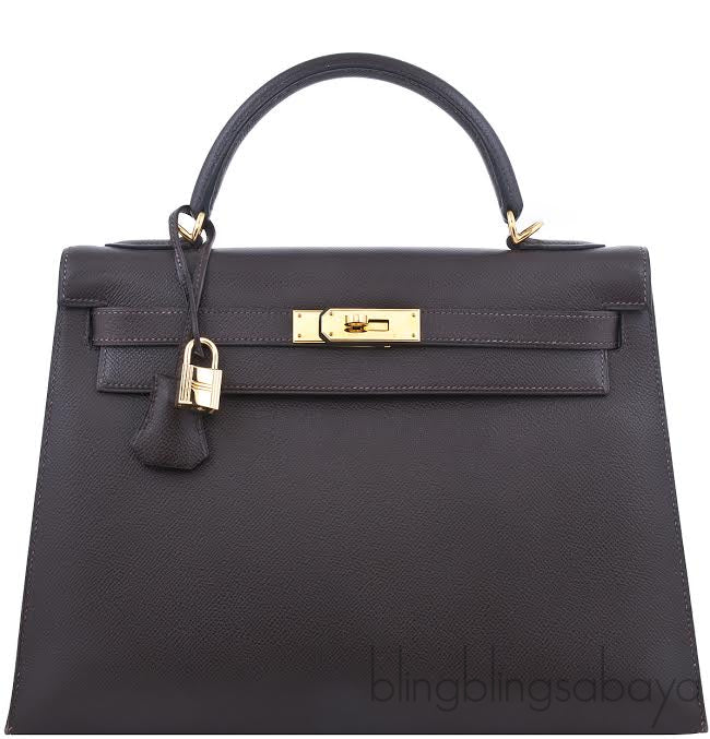 Kelly 32 Dark Brown Epsom GHW