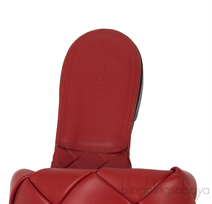 Bottega Veneta Intrecciato Lido Flat Sandals Red