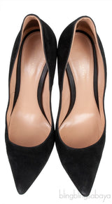 Suede Pointed Toe Black Heels